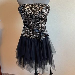 Black and silver sequin dress